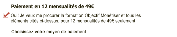 Paiement en 12 mensualités